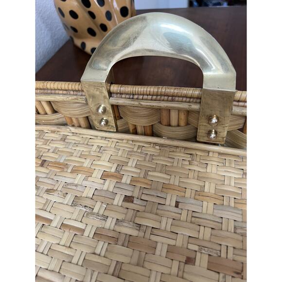 Vintage Ralph Lauren Rattan Reed Tray Brass Handles - Picture 6 of 15